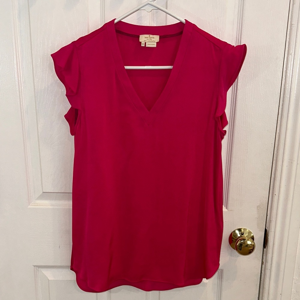 kate spade Bright Pink V-Neck Ruffle Sleeve Camisole